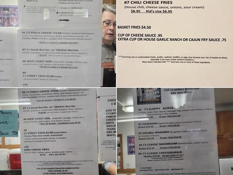 J SLOPPY BURGER Menu