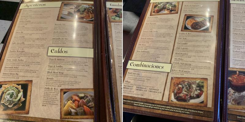 Hacienda Real Highlands Menu