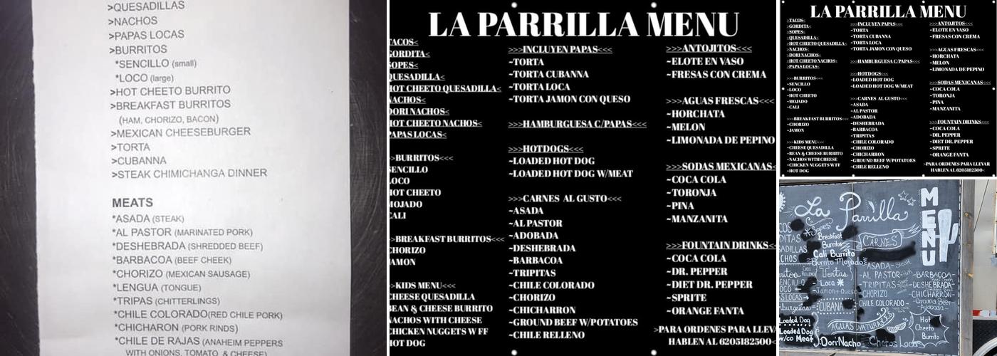 La Parrilla Menu