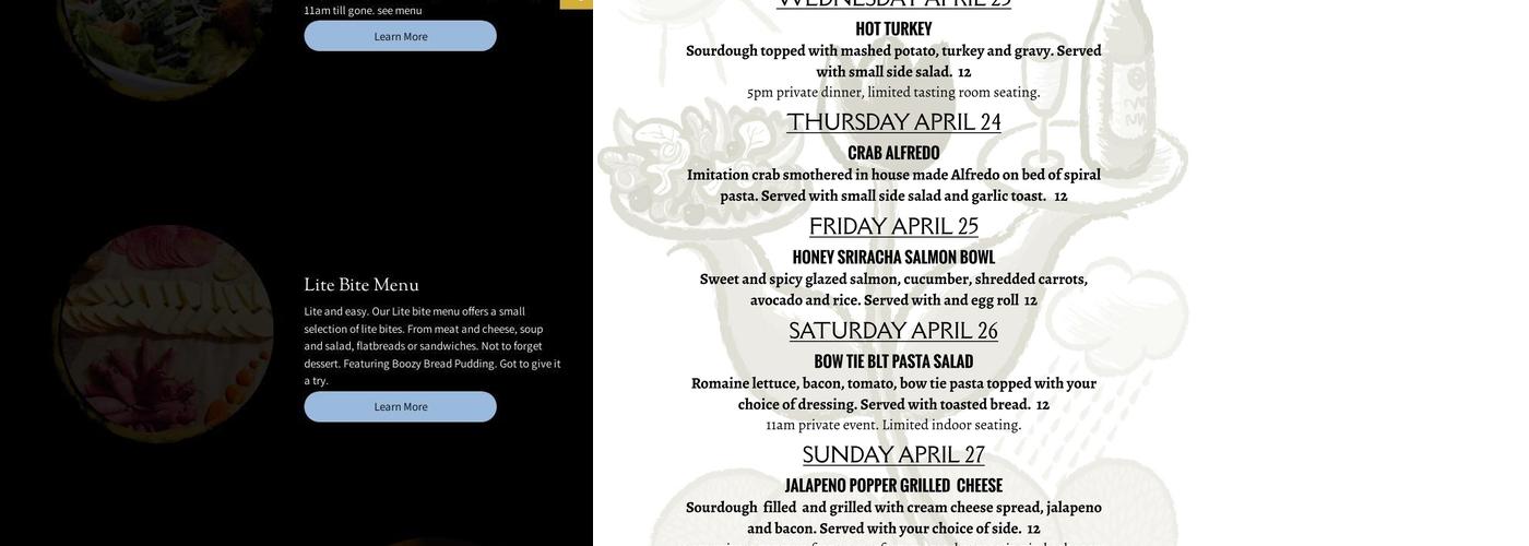 Fluffy Fields Vineyard and Winery Menu