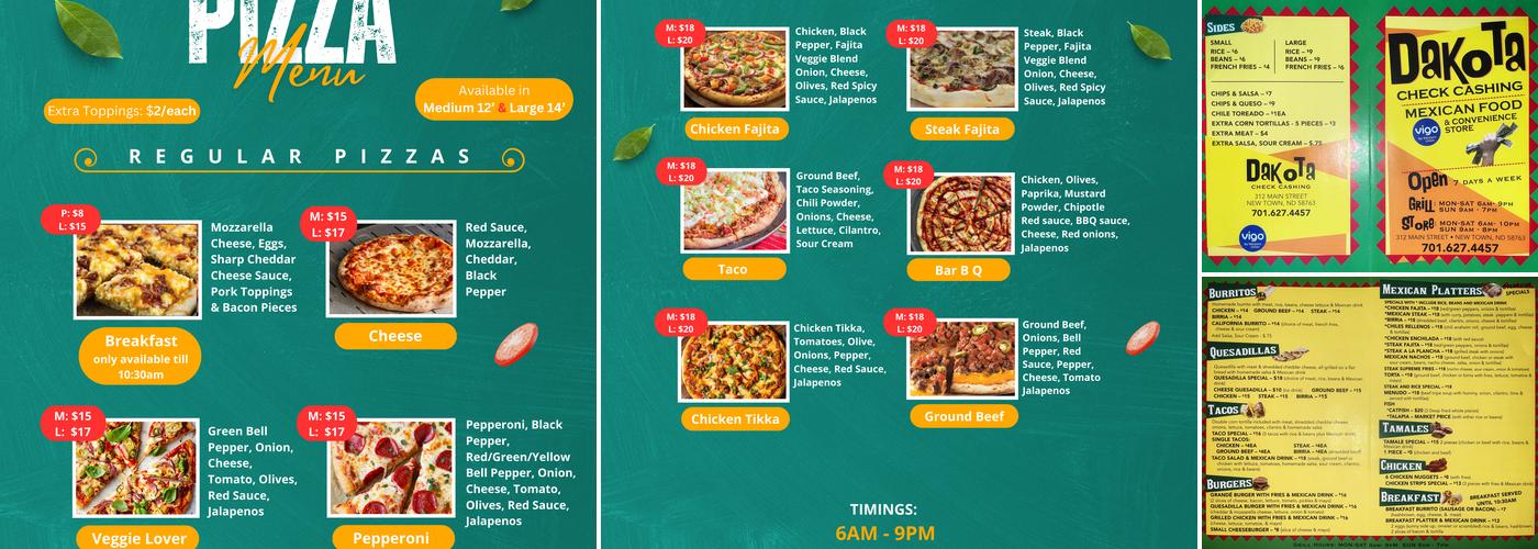 Dakota Check Cashing & Service Menu