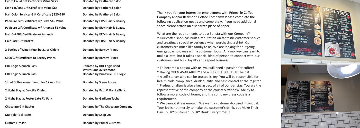 Redmond Coffee Company Menu