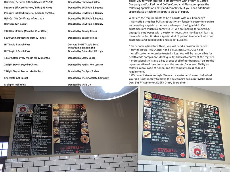 Redmond Coffee Company Menu