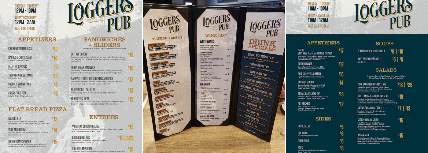 Loggers Pub Menu