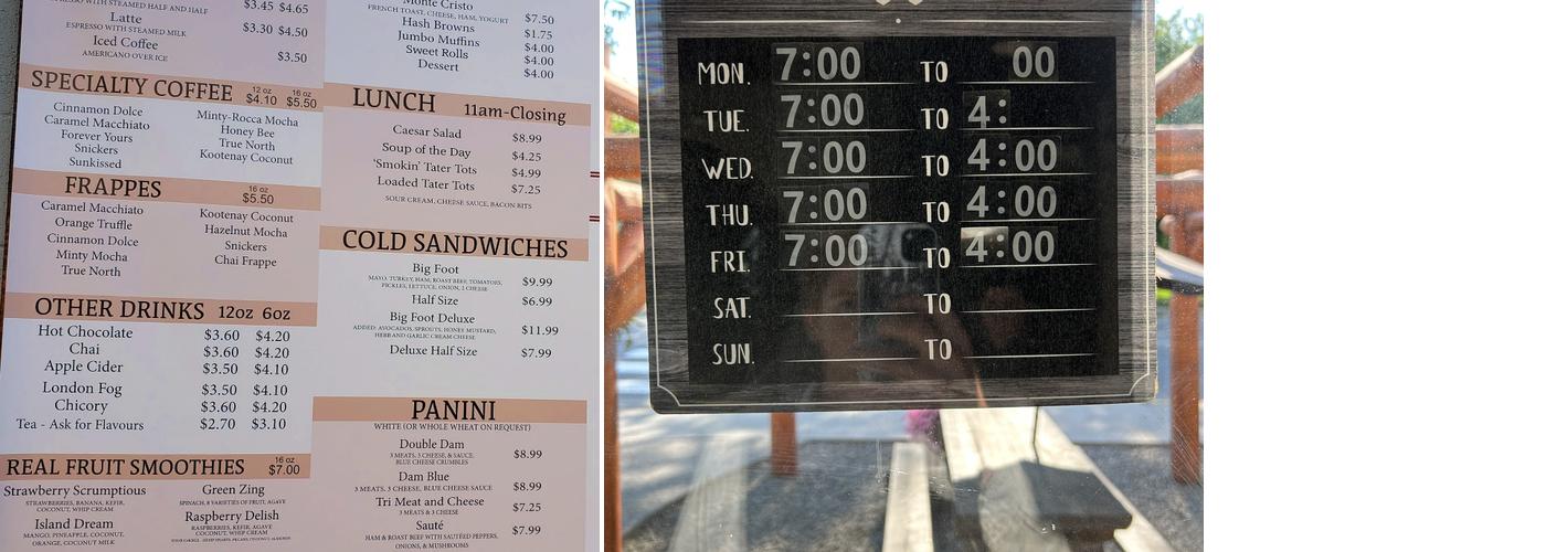 Black Stone café Menu