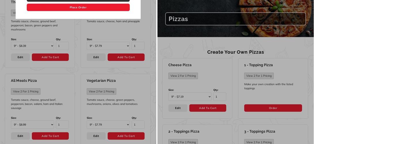 Pizza Twice Menu