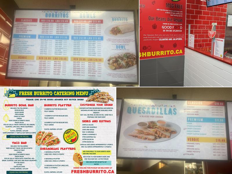 Fresh Burrito Menu