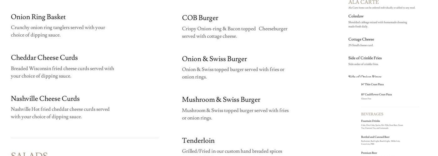 The Goat Grub & Pub Menu