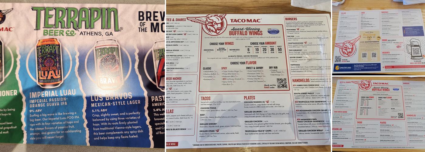 Taco Mac Gainesville Menu