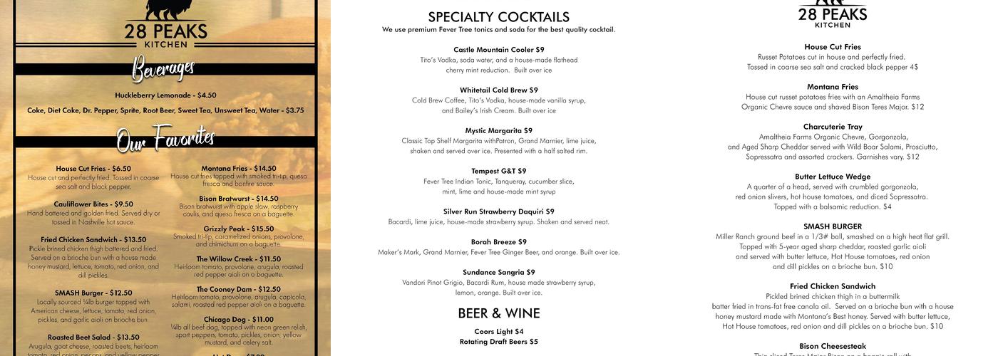 28 Peaks Kitchen Menu