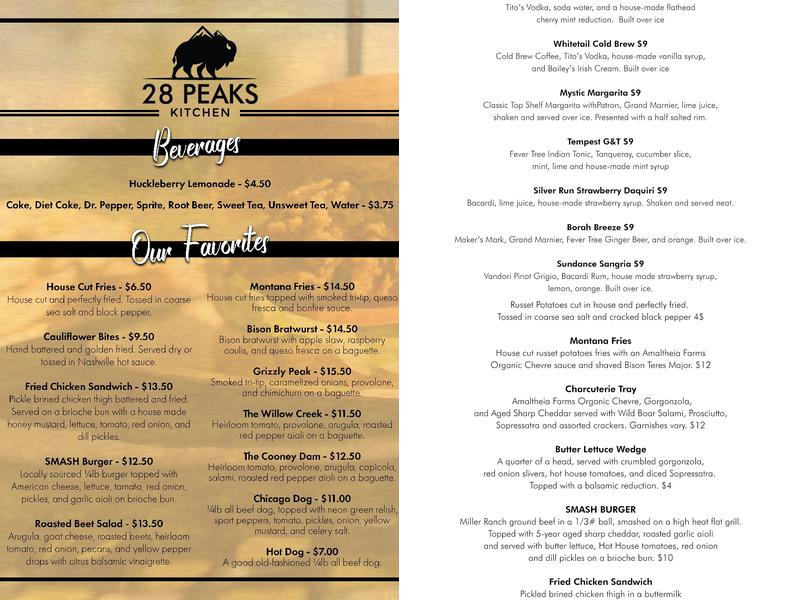 28 Peaks Kitchen Menu