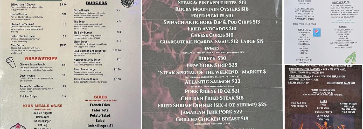 Currie's Family Dining and Bluffs Bakery & Coffee Menu