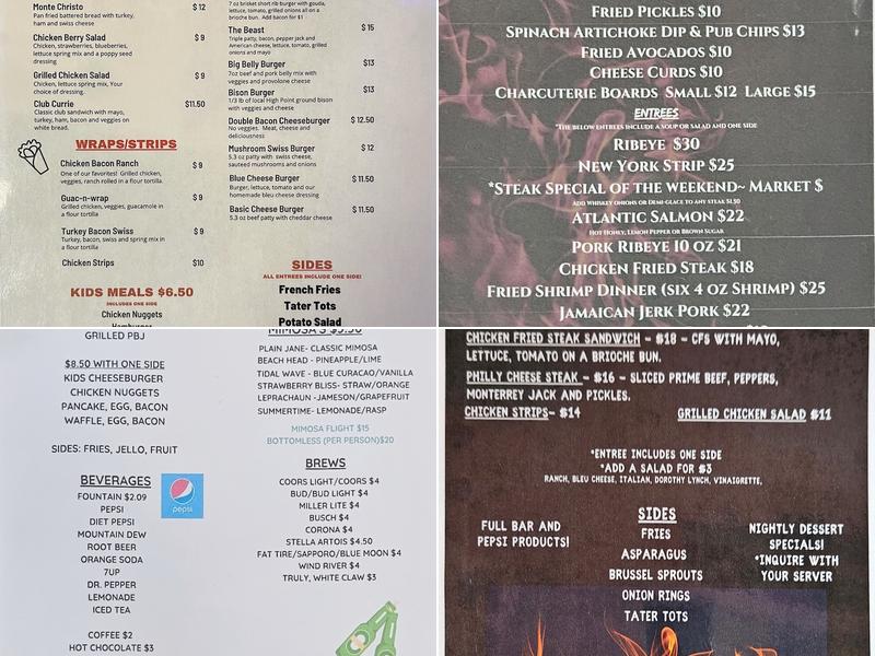 Currie's Family Dining and Bluffs Bakery & Coffee Menu