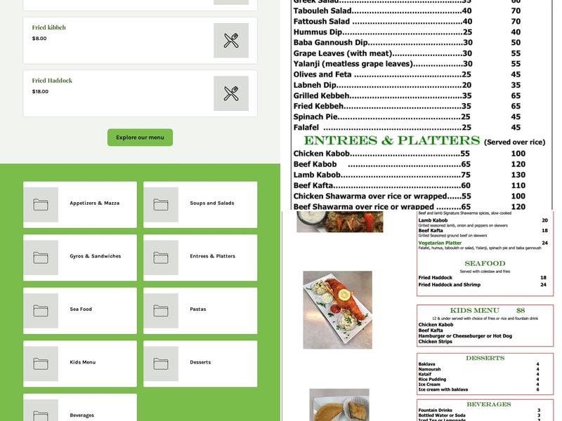 Mariam Menu