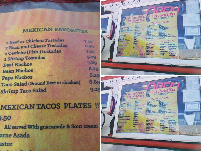 Mi Juanita Menu