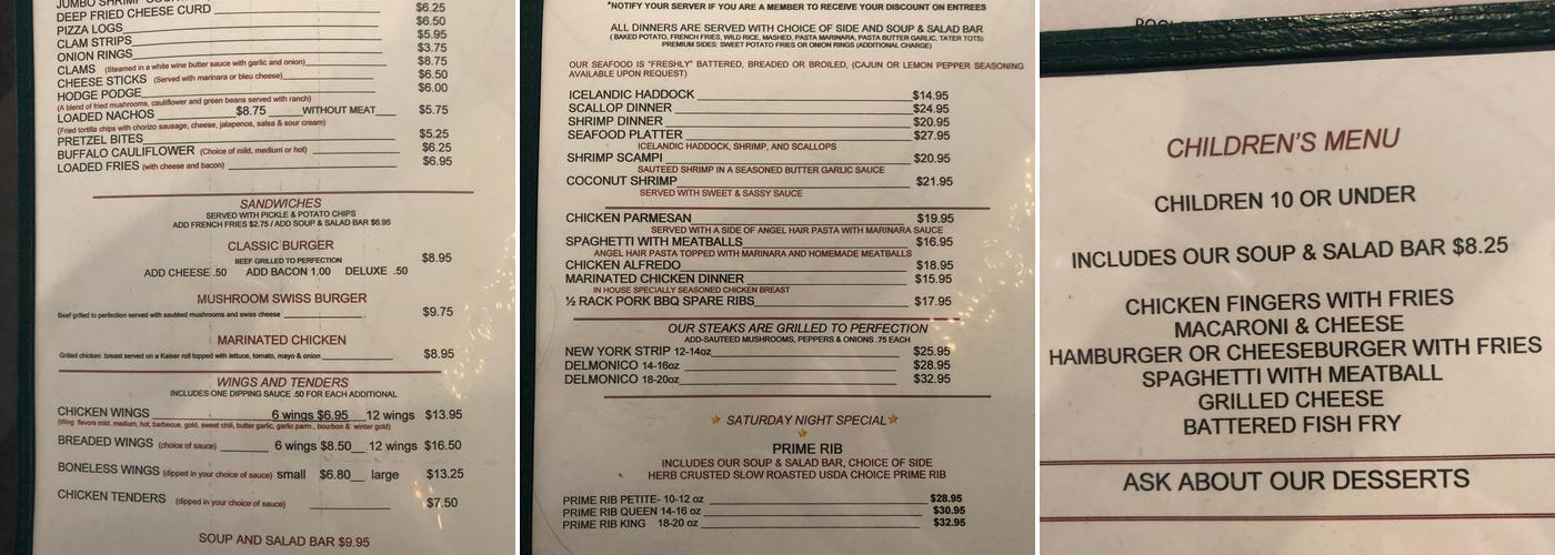 Off Duty, Inc. Menu