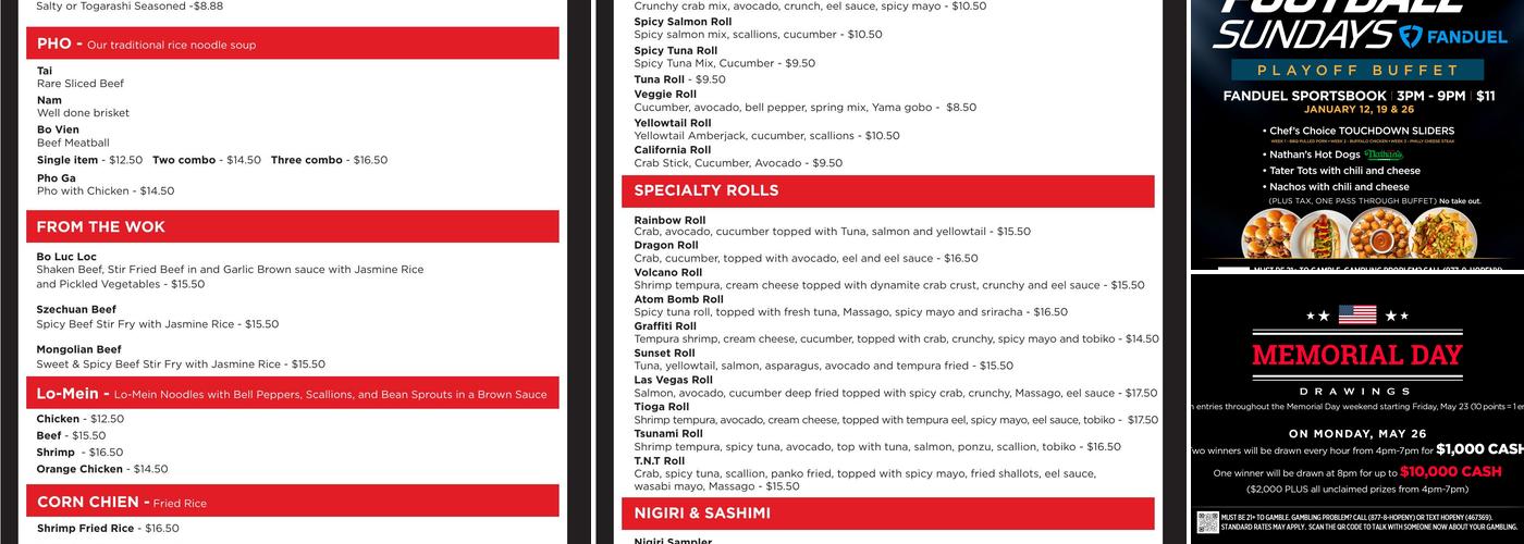 Fin & Pho Menu