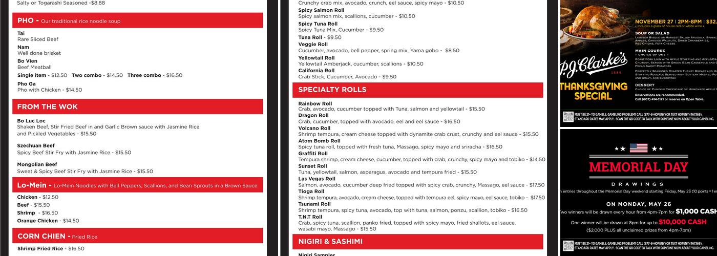 Fin & Pho Menu