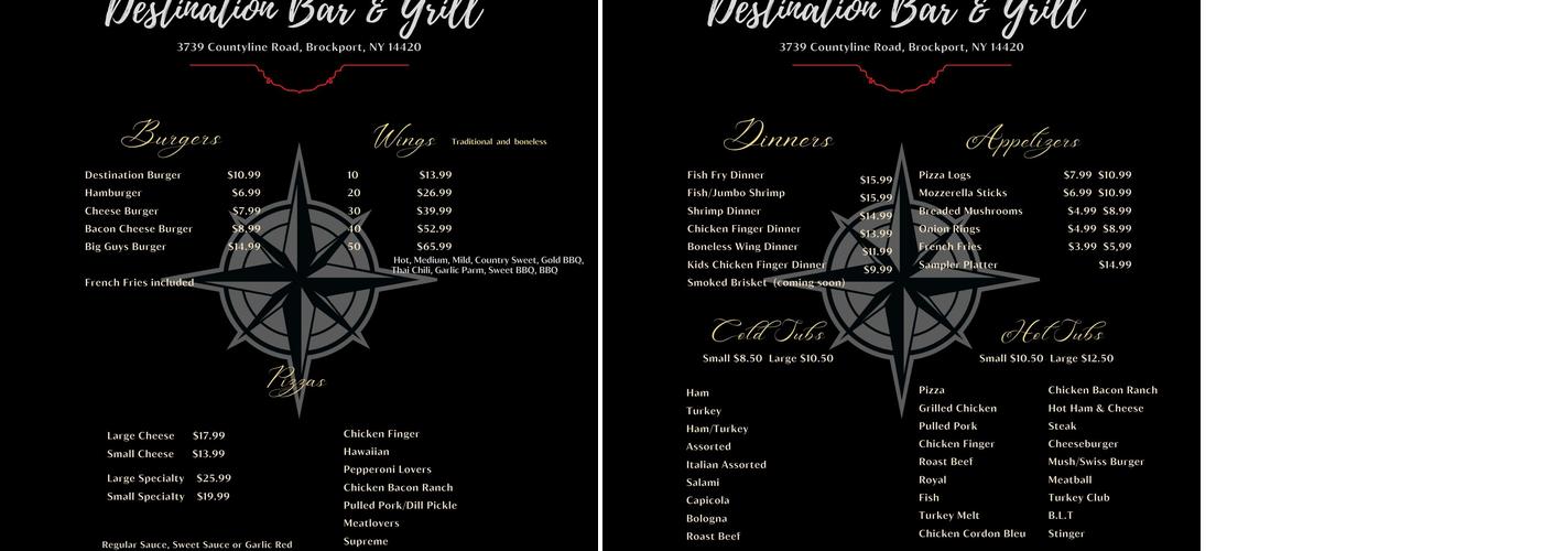 Destination Bar & Grill Menu