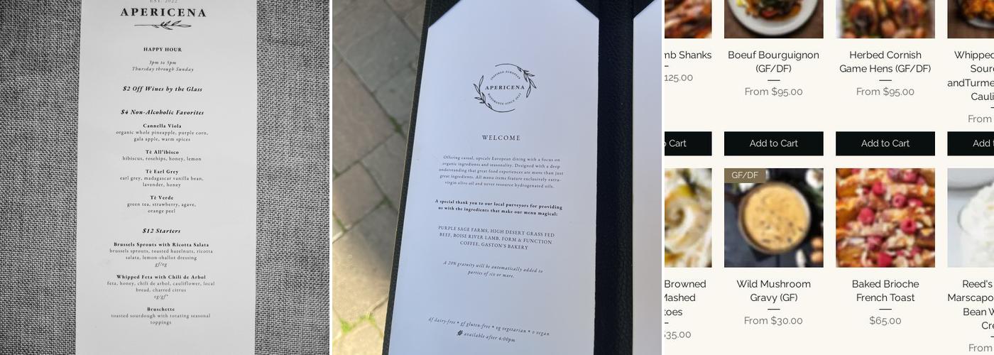 Apericena Menu