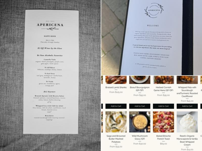 Apericena Menu
