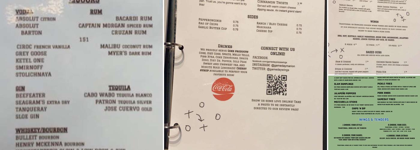 Game Day Pizza & Wings Menu