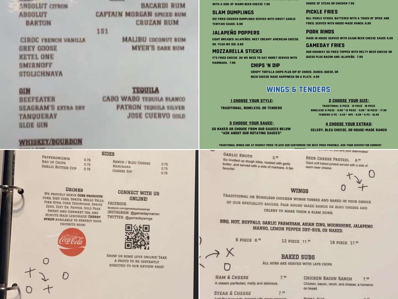 Game Day Pizza & Wings Menu