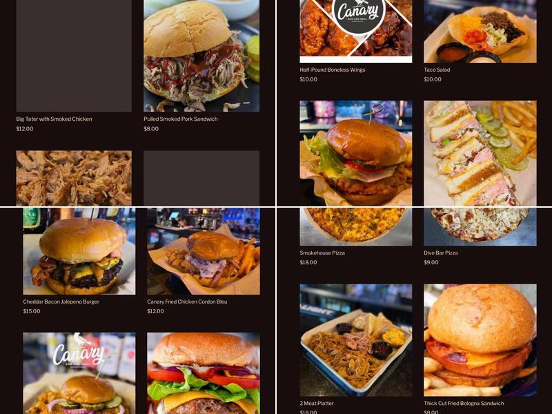 Canary Bar & Grill Menu