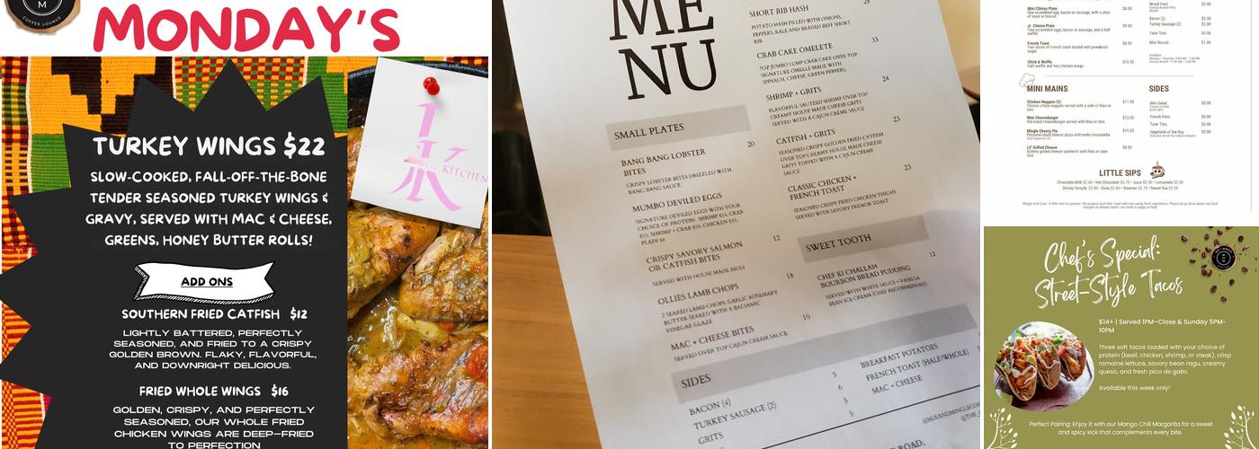 Mix and Mingle Coffee Lounge Menu