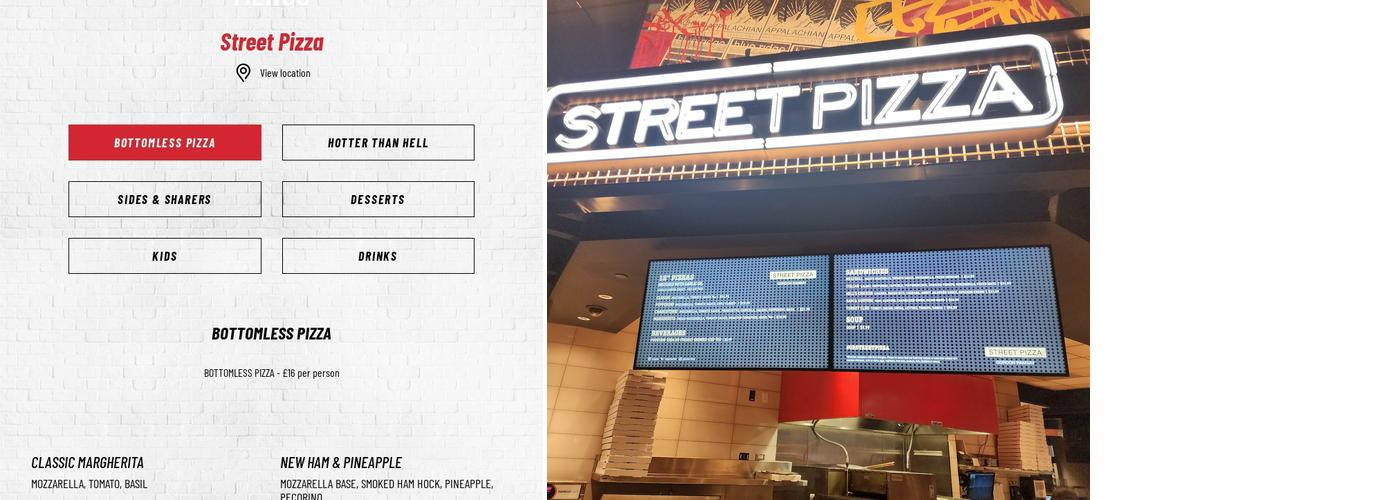 Gordon Ramsay street pizza Menu