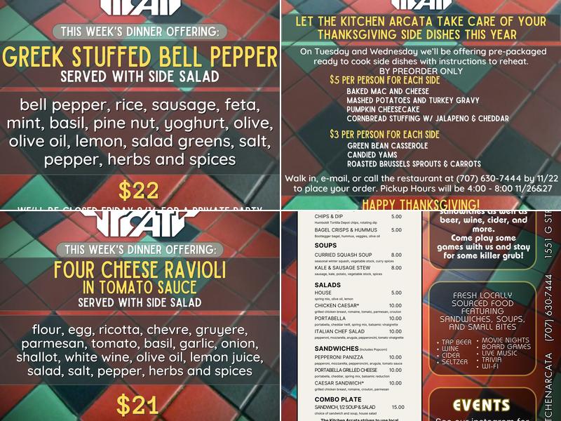 The Kitchen Arcata Menu