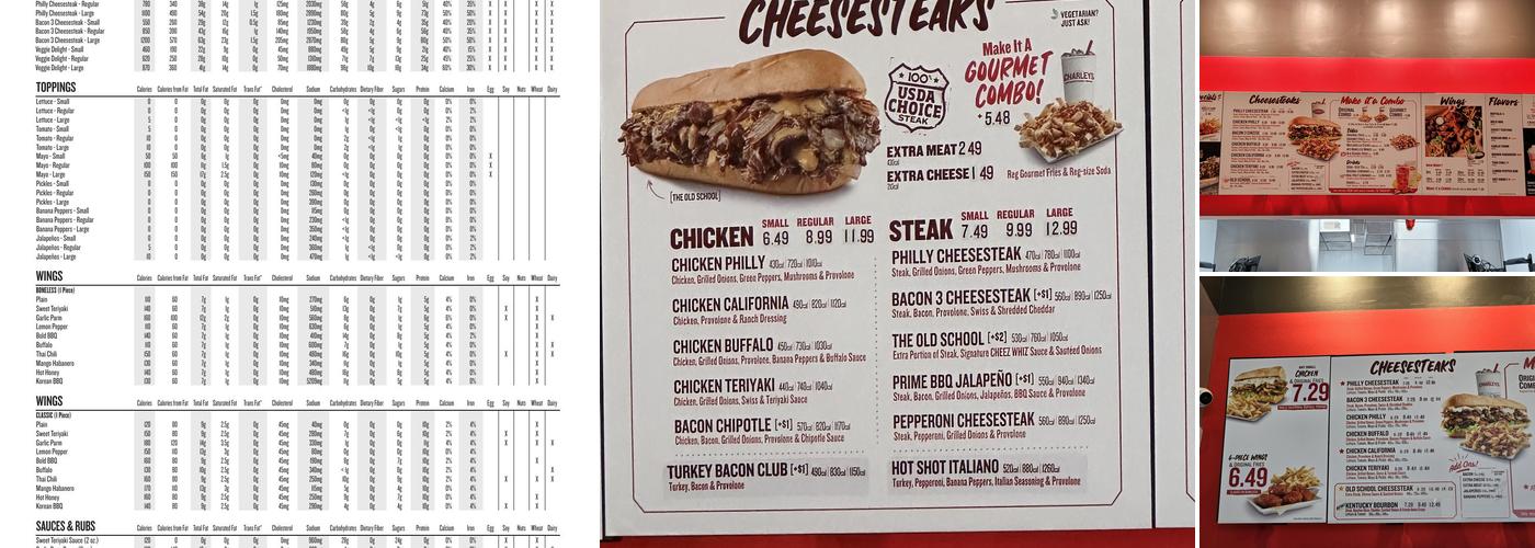 Charleys Cheesesteaks and Wings Menu
