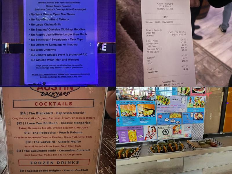 Austin's Backyard Menu