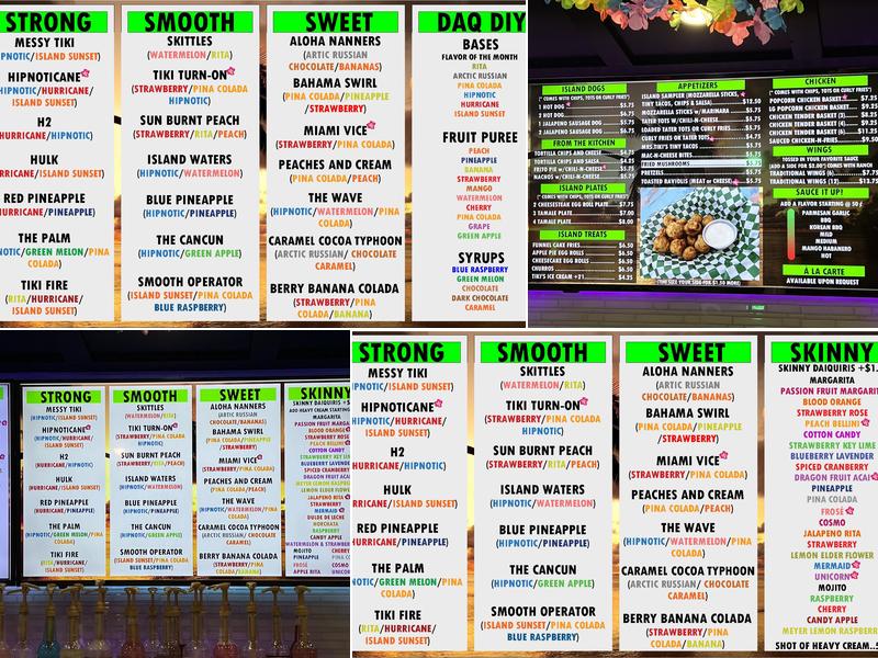 Island Dream Daiquiris Menu