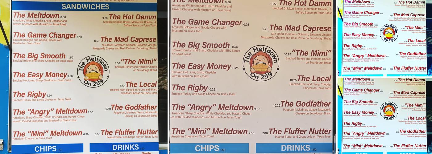 The Meltdown on 259 Menu