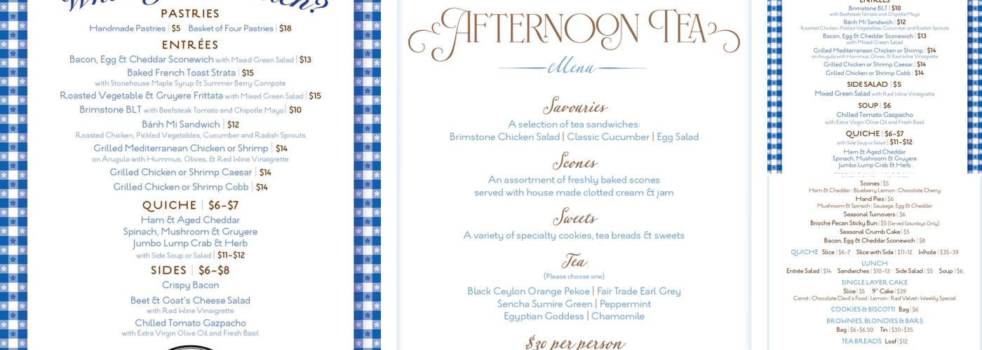 Brimstone Bakery Menu