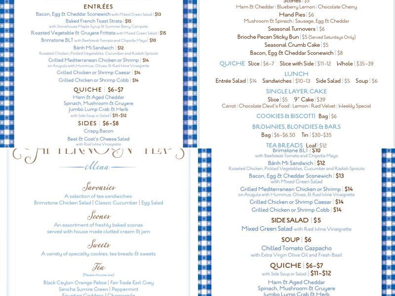 Brimstone Bakery Menu