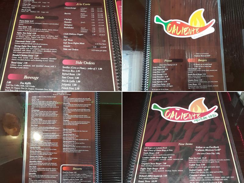 Caliente mexican grill Menu