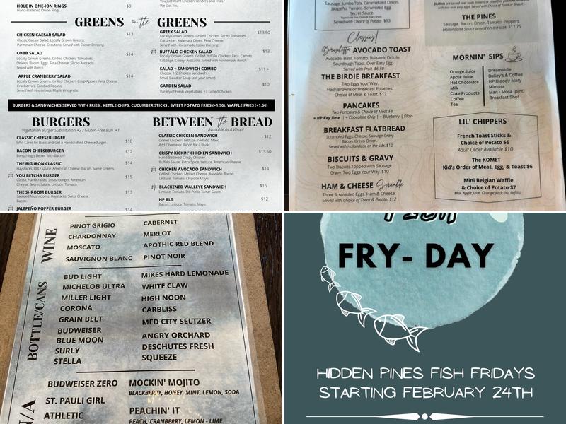 Hidden Pines Bar & Grill Menu
