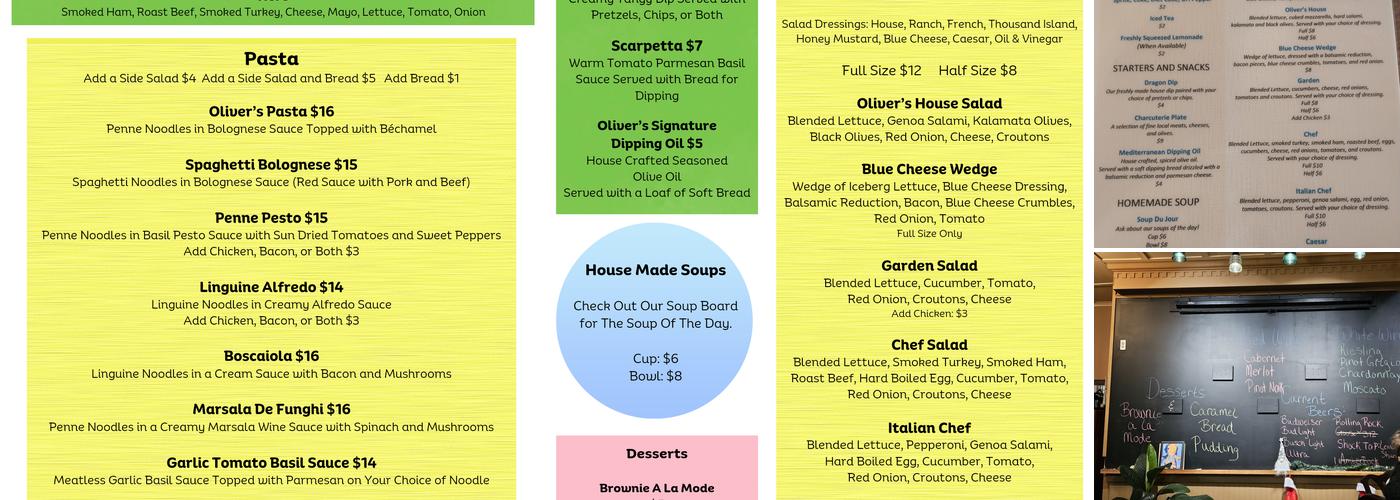 Oliver's Menu