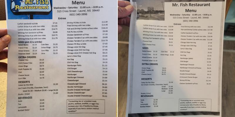 Mr Fish Menu