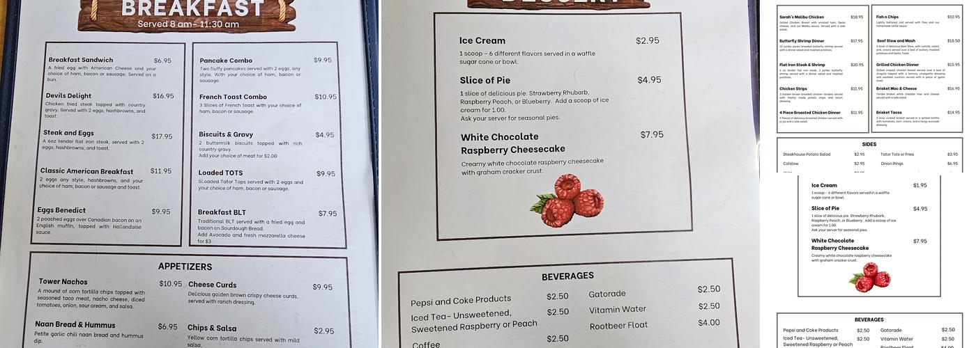 Devils Tower View Cafe Menu