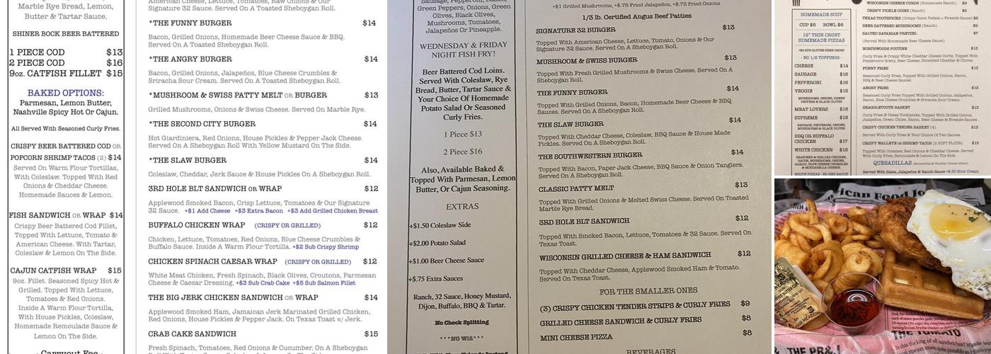32 South Bar & Grill Menu