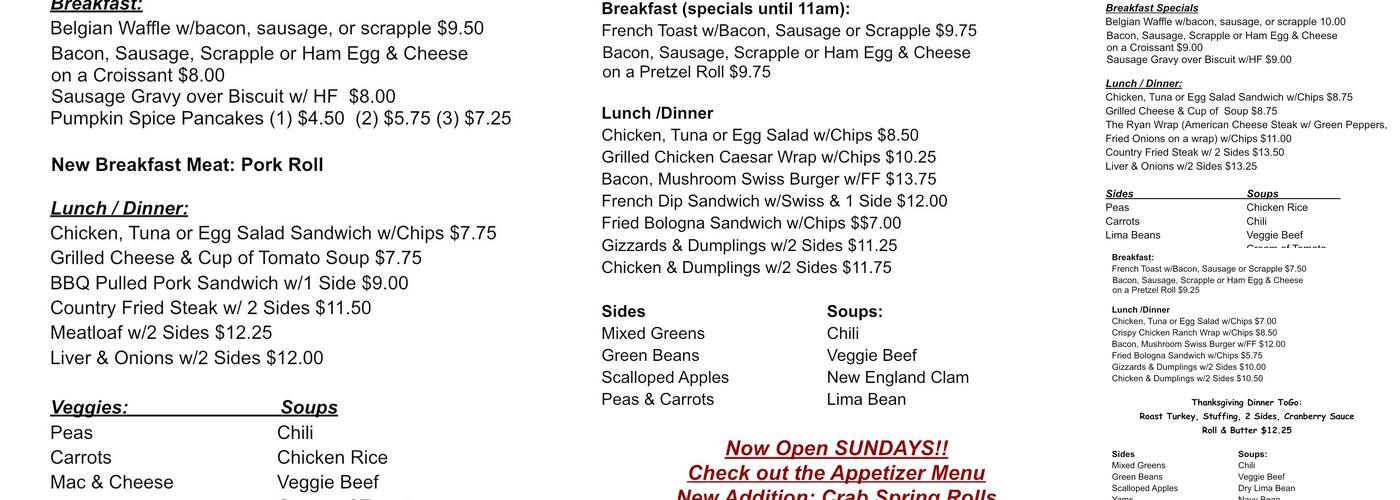 Mike & Mel’s Family Restaurant Menu