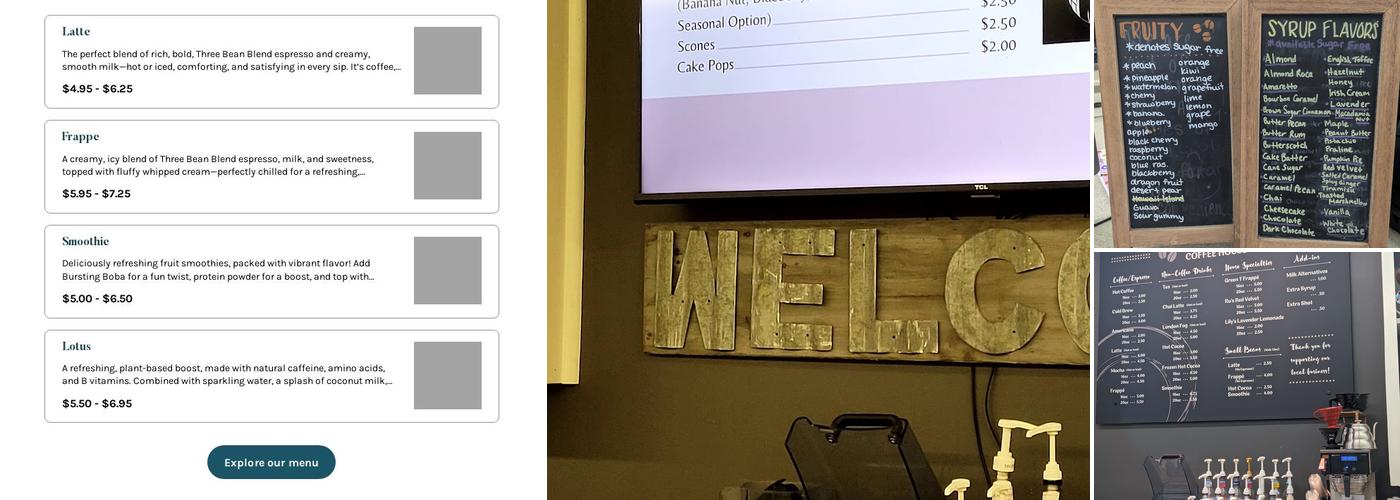 Three Bean Coffee House Menu