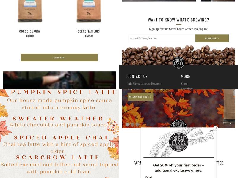 Great Lakes Coffee Menu