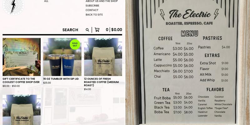 The Electric Coffee Co. Menu