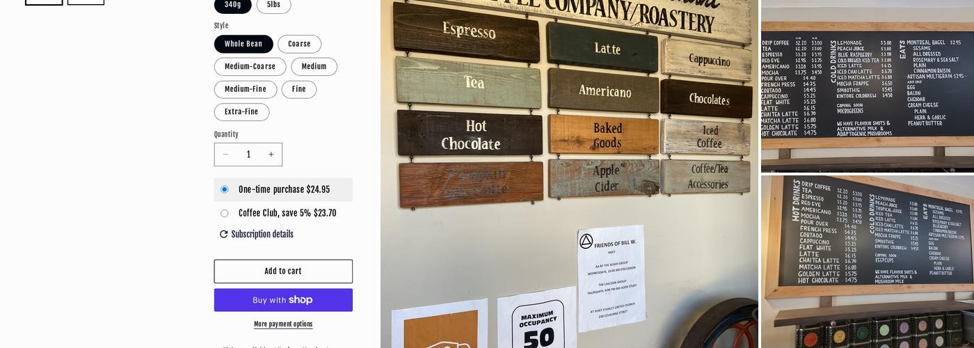 The Harbour Merchant Coffee Company Inc. Menu