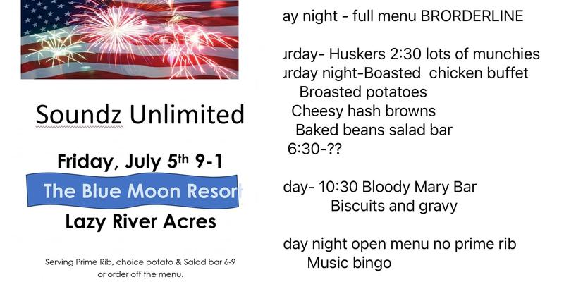 Blue Moon Resort Menu