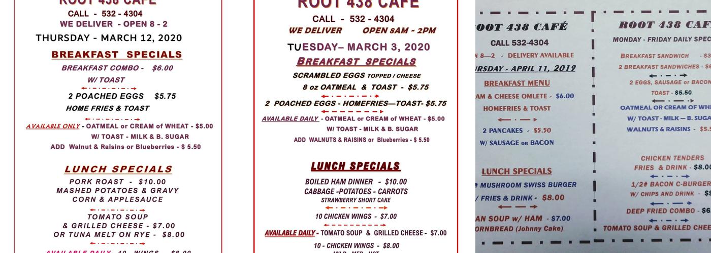 Root 438 CAFE Menu